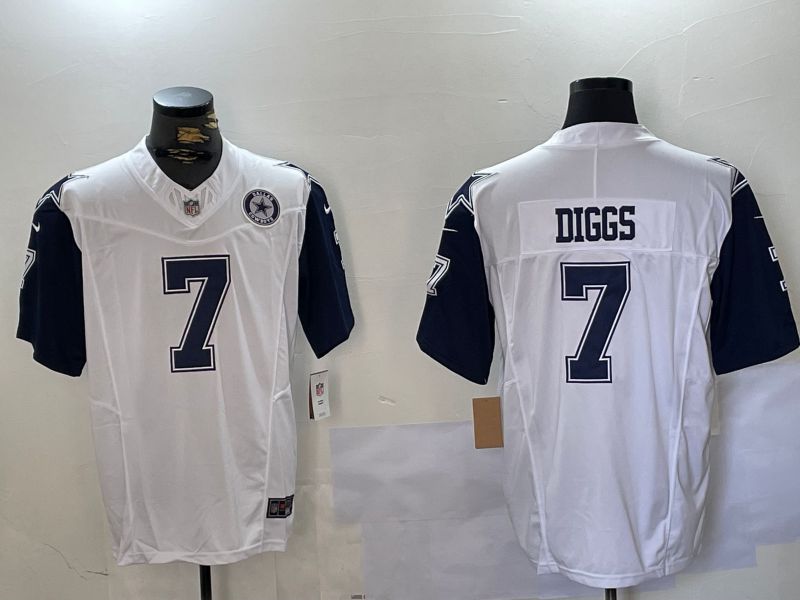 Men Dallas Cowboys 7 Diggs White 2024 Nike Limited NFL Jersey style 3